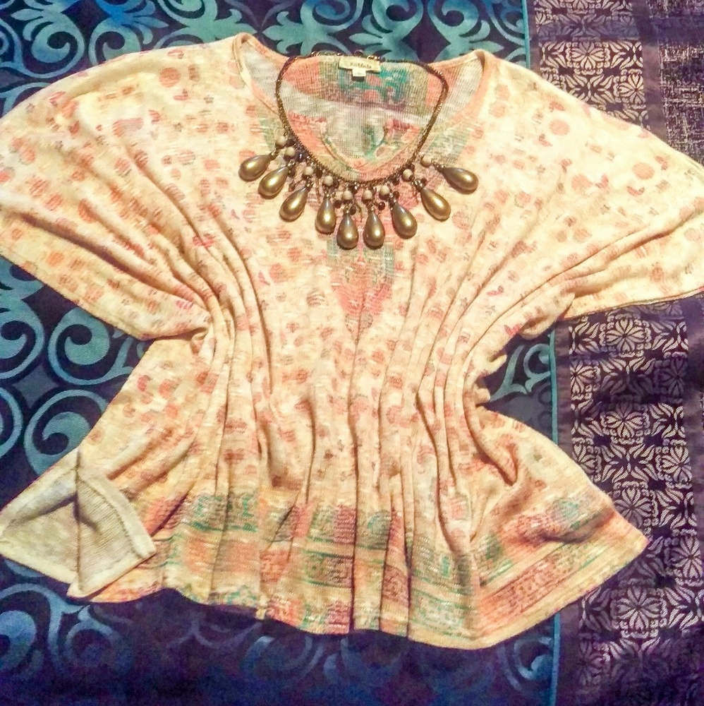 Nuture Multi Colored Butterfly  Sleeve Top